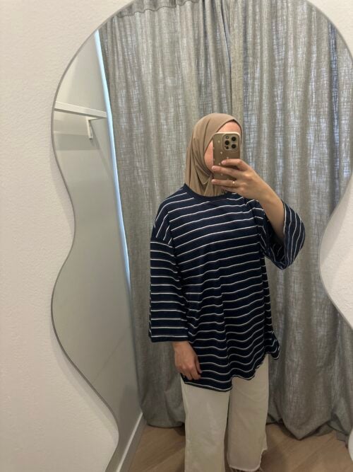 Alternative view of DOUBLE STRIPED TOP - NAVY