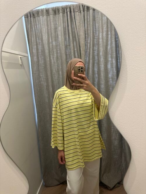 Alternative view of DOUBLE STRIPED TOP - YELLOW