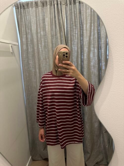 DOUBLE STRIPED TOP - BORDEAUX