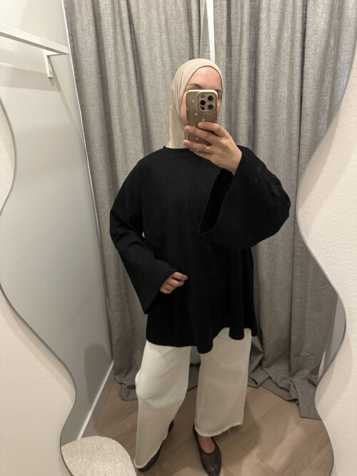 LONGSLEEVE COTTON TOP - BLACK