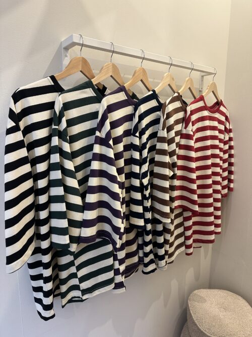 STRIPE COTTON TOP 3/4 - PURPLE