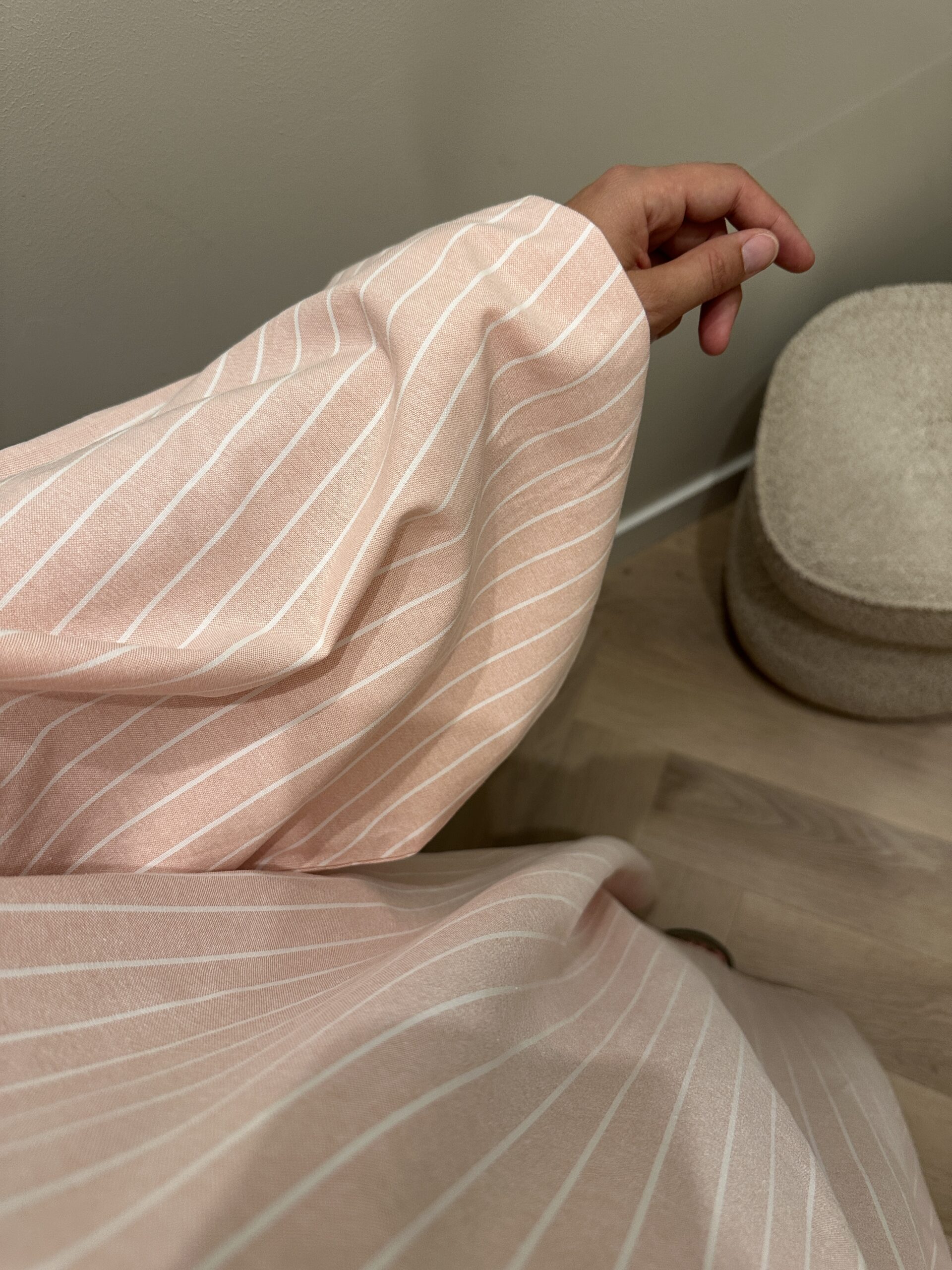 STRIPED COTTON ABAYA - BABY PINK - Afbeelding 3