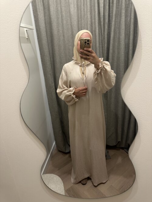 Alternative view of VISCOSE RUFFLE DRESS - PEARL BEIGE
