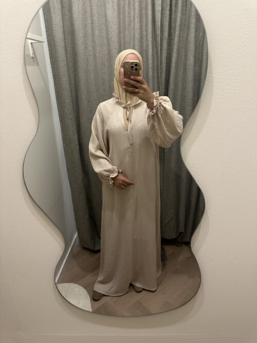 VISCOSE RUFFLE DRESS - PEARL BEIGE - Afbeelding 3