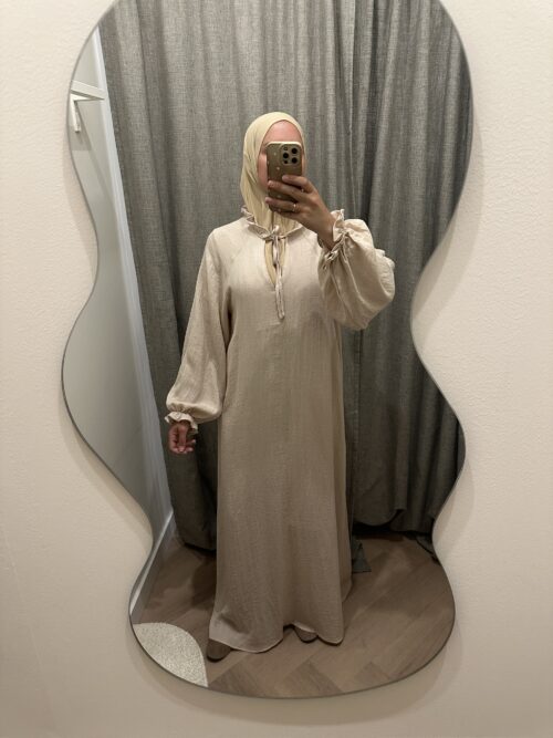 VISCOSE RUFFLE DRESS - PEARL BEIGE