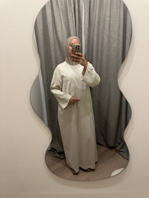 BASIC COTTON DRESS - BEIGE - Afbeelding 3