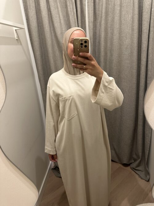Alternative view of BASIC COTTON DRESS - BEIGE