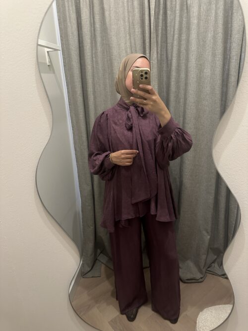 Alternative view of VISCOSE TWINSET BOW - PRUNE