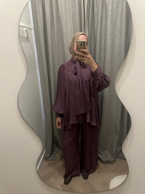 VISCOSE TWINSET BOW - PRUNE - Afbeelding 3