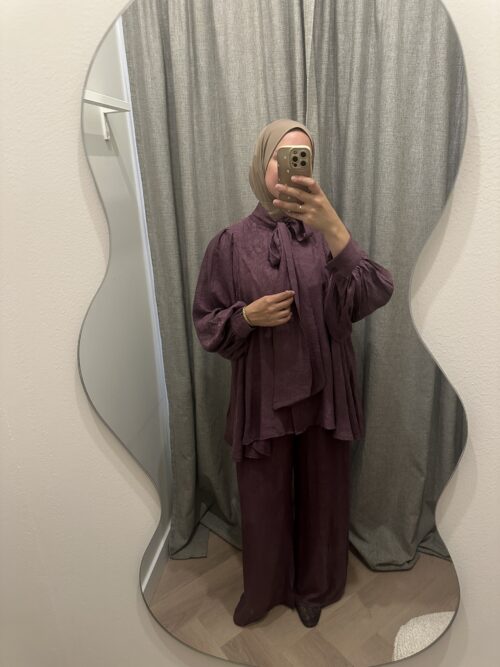 VISCOSE TWINSET BOW - PRUNE - Afbeelding 4