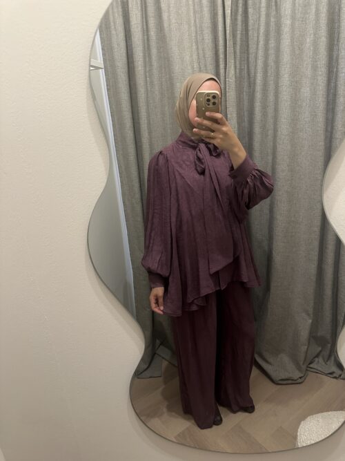 VISCOSE TWINSET BOW - PRUNE - Afbeelding 5