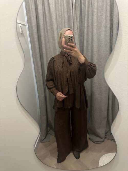 VISCOSE TWINSET BOW - BROWN - Afbeelding 3