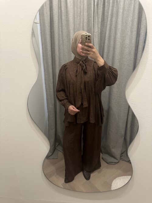 VISCOSE TWINSET BOW - BROWN