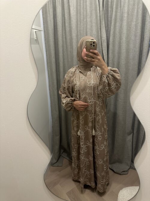 COTTON PATERN DRESS - MOCHA - Afbeelding 4