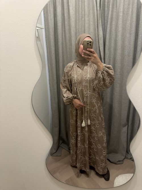 COTTON PATERN DRESS - MOCHA - Afbeelding 3