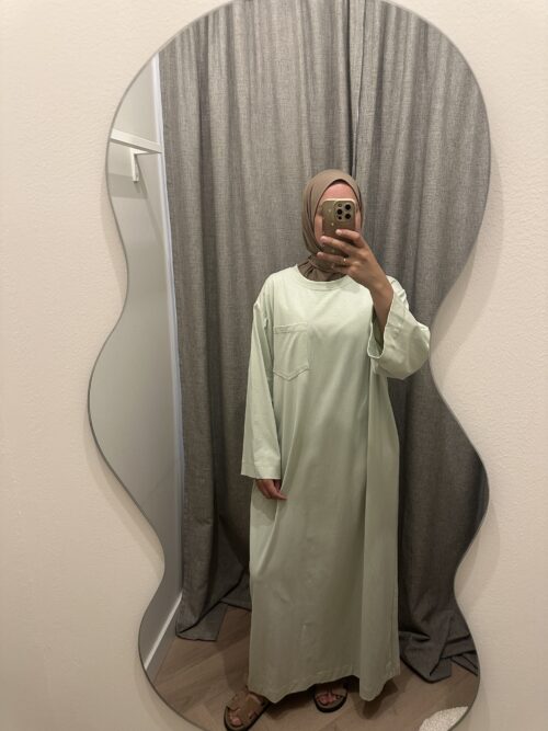 BASIC COTTON DRESS - PASTEL MINT - Afbeelding 4