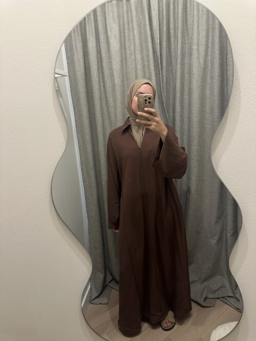 Alternative view of RAYON DRESS - BROWN
