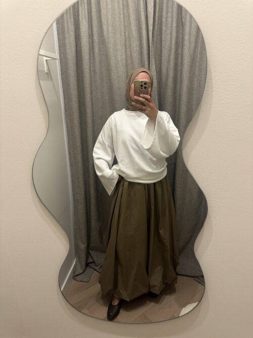 Alternative view of COTTON BALLOON SKIRT - TAUPE