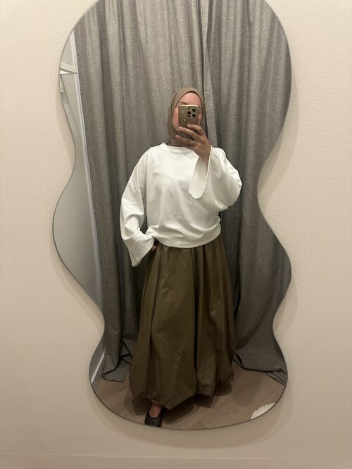 COTTON BALLOON SKIRT - TAUPE