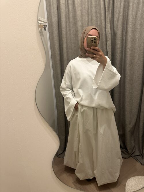 COTTON BALLOON SKIRT - CREME
