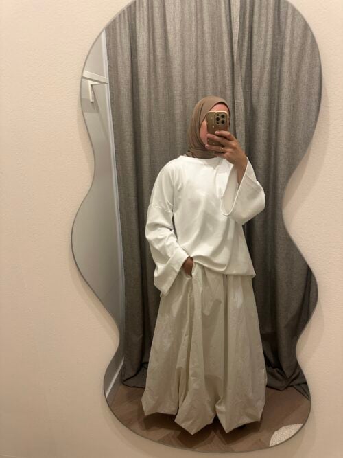 Alternative view of COTTON BALLOON SKIRT - CREME