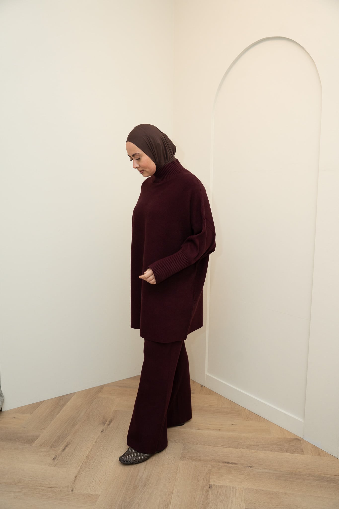 SMALL SLEEVE VISCOSE TWINSET - PRUNE - Afbeelding 2