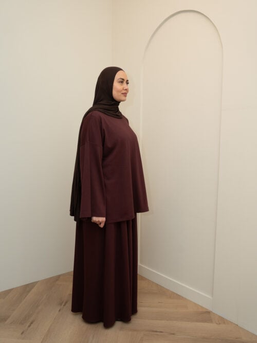 Alternative view of SKIRT SET LONGSLEEVE COTTON TOP - DEEP PURPLE