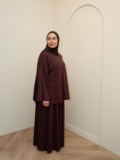 SKIRT SET LONGSLEEVE COTTON TOP - DEEP PURPLE - Afbeelding 3