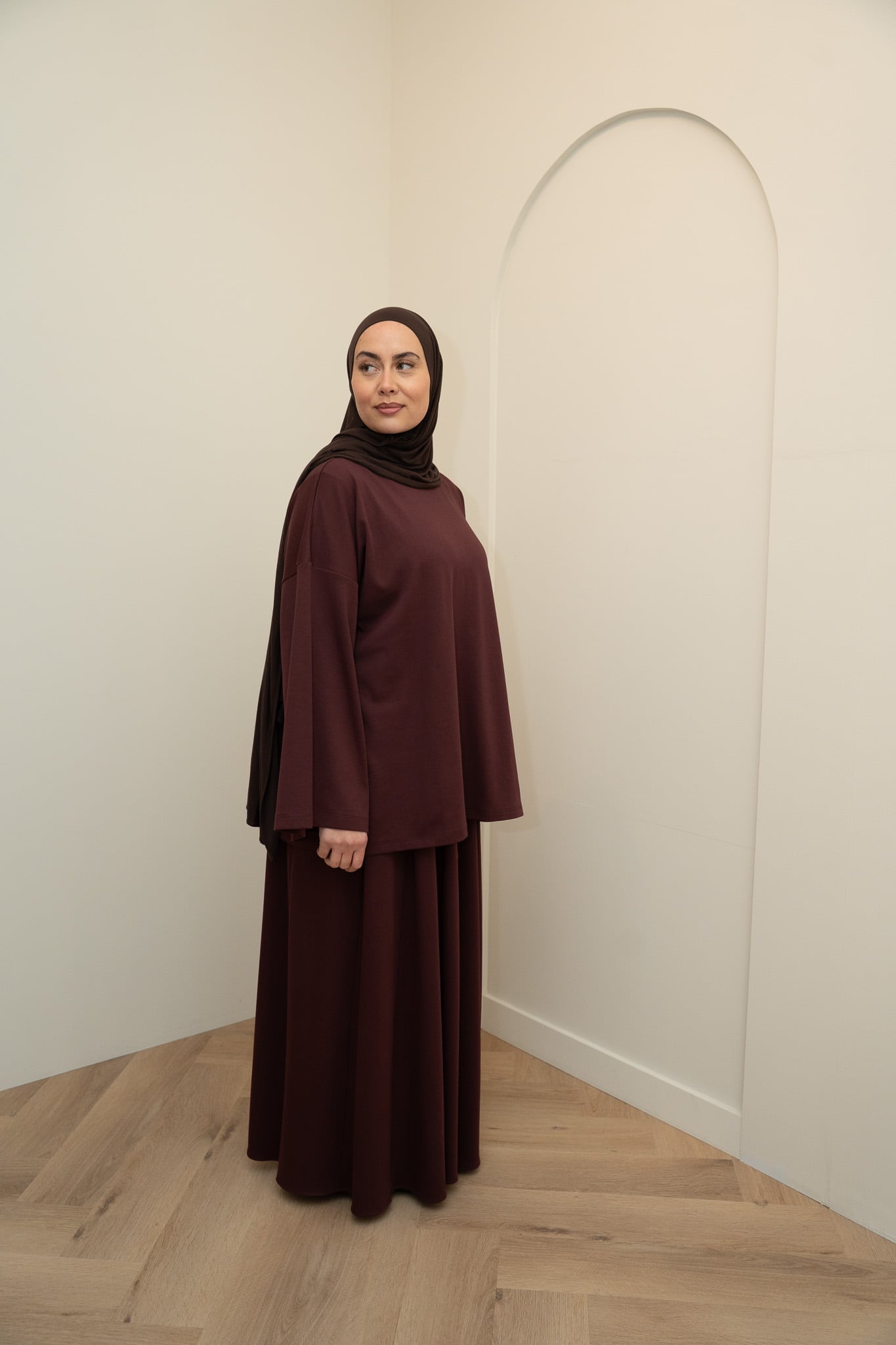 SKIRT SET LONGSLEEVE COTTON TOP - DEEP PURPLE - Afbeelding 3