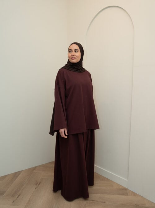 SKIRT SET LONGSLEEVE COTTON TOP - DEEP PURPLE - Afbeelding 4