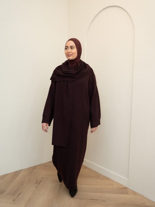 KNITTED SCARF DRESS - BURGUNDY