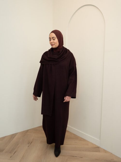 Alternative view of KNITTED SCARF DRESS - BURGUNDY
