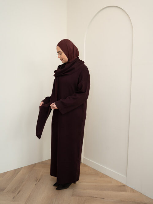 KNITTED SCARF DRESS - BURGUNDY - Afbeelding 3