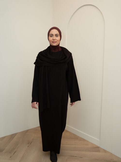 KNITTED SCARF DRESS - BLACK