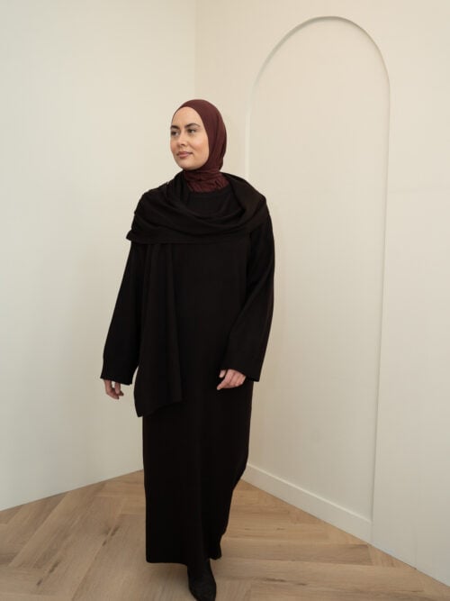 Alternative view of KNITTED SCARF DRESS - BLACK