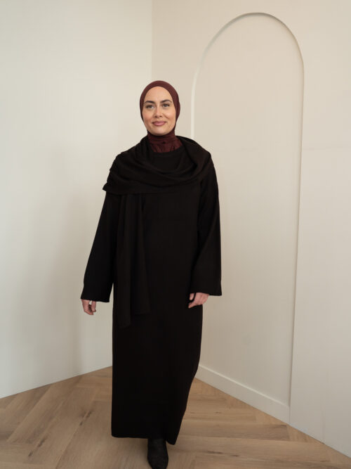 KNITTED SCARF DRESS - BLACK - Afbeelding 3