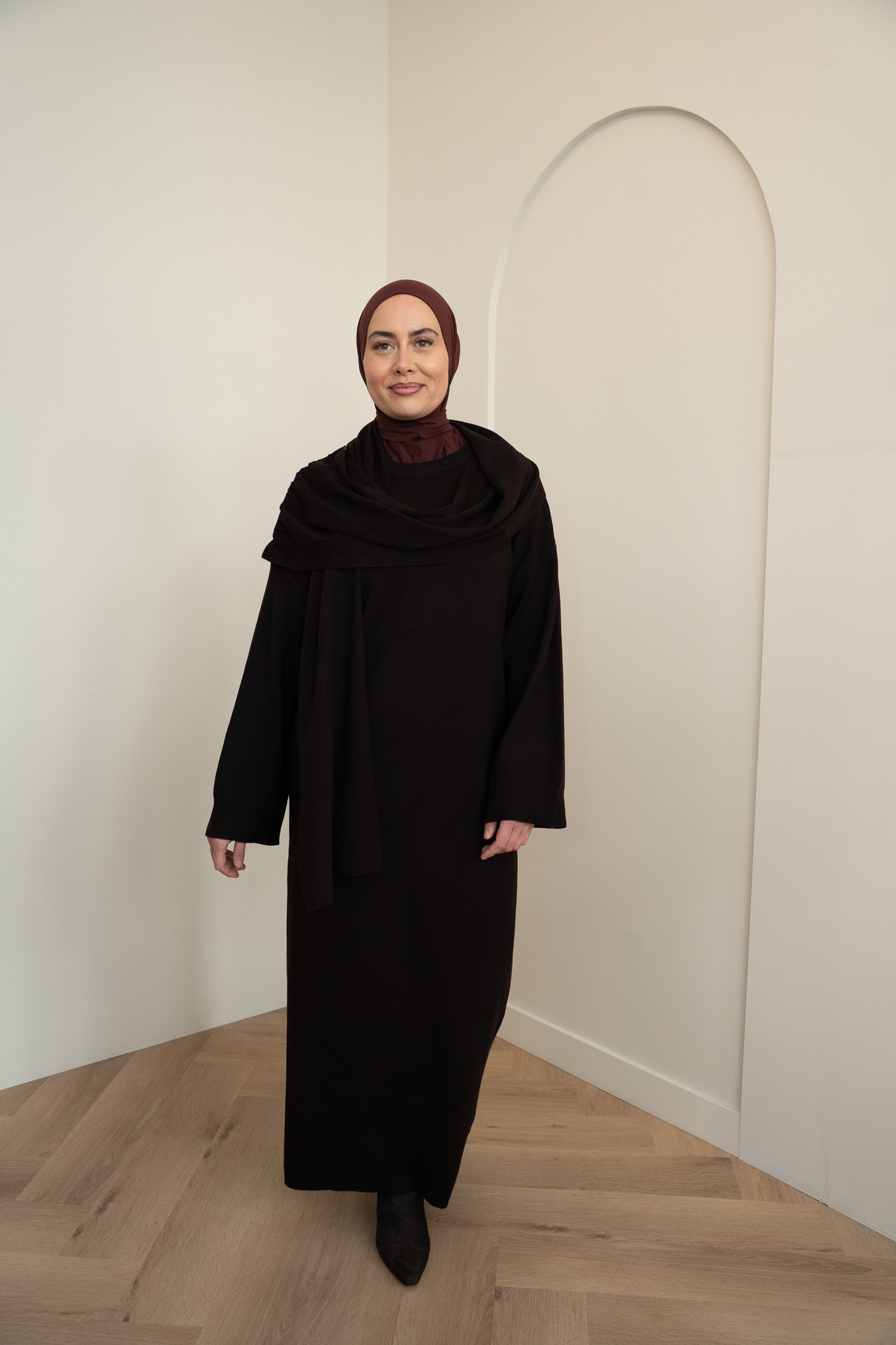 KNITTED SCARF DRESS - BLACK - Afbeelding 3