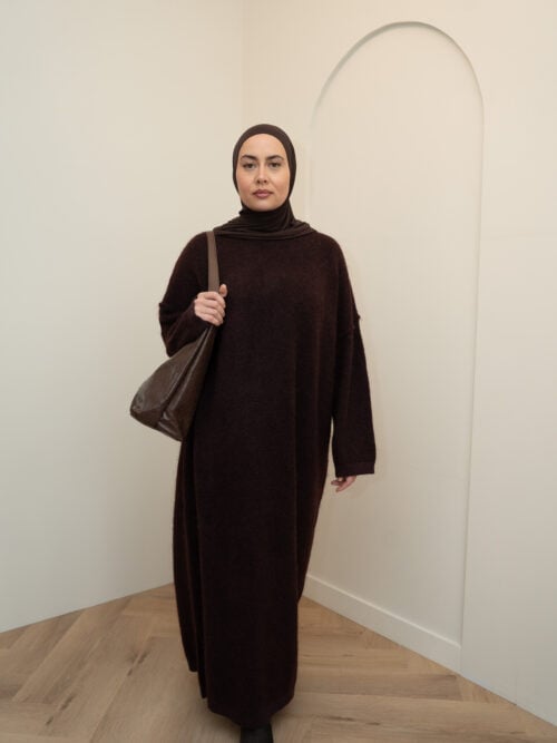 KNITTED COMFY DRESS - AUBERGINE - Afbeelding 4