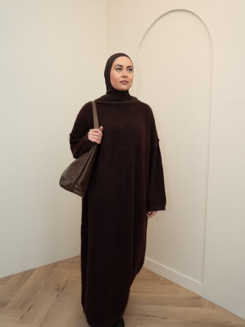 KNITTED COMFY DRESS - AUBERGINE - Afbeelding 3