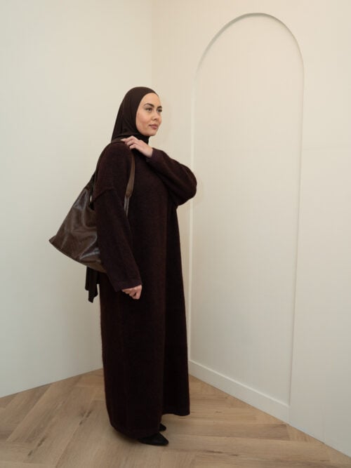 KNITTED COMFY DRESS - AUBERGINE - Afbeelding 2