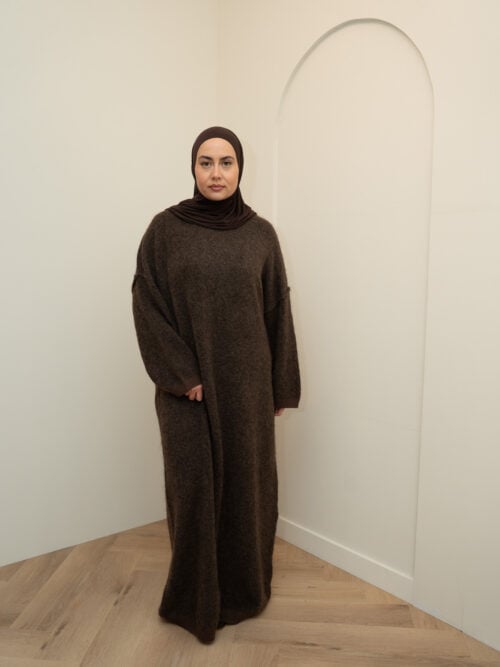 KNITTED COMFY DRESS - BROWN - Afbeelding 2