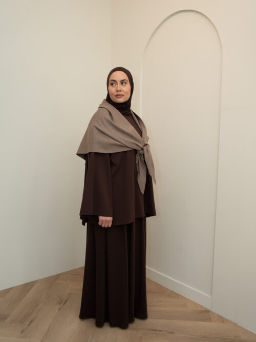KNITTED TRIANGLE SCARF - TAUPE - Afbeelding 2
