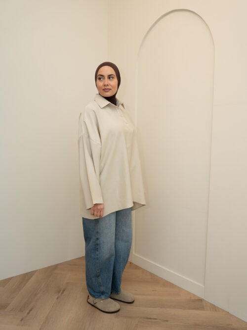 RAYON POLO TOP - SAND