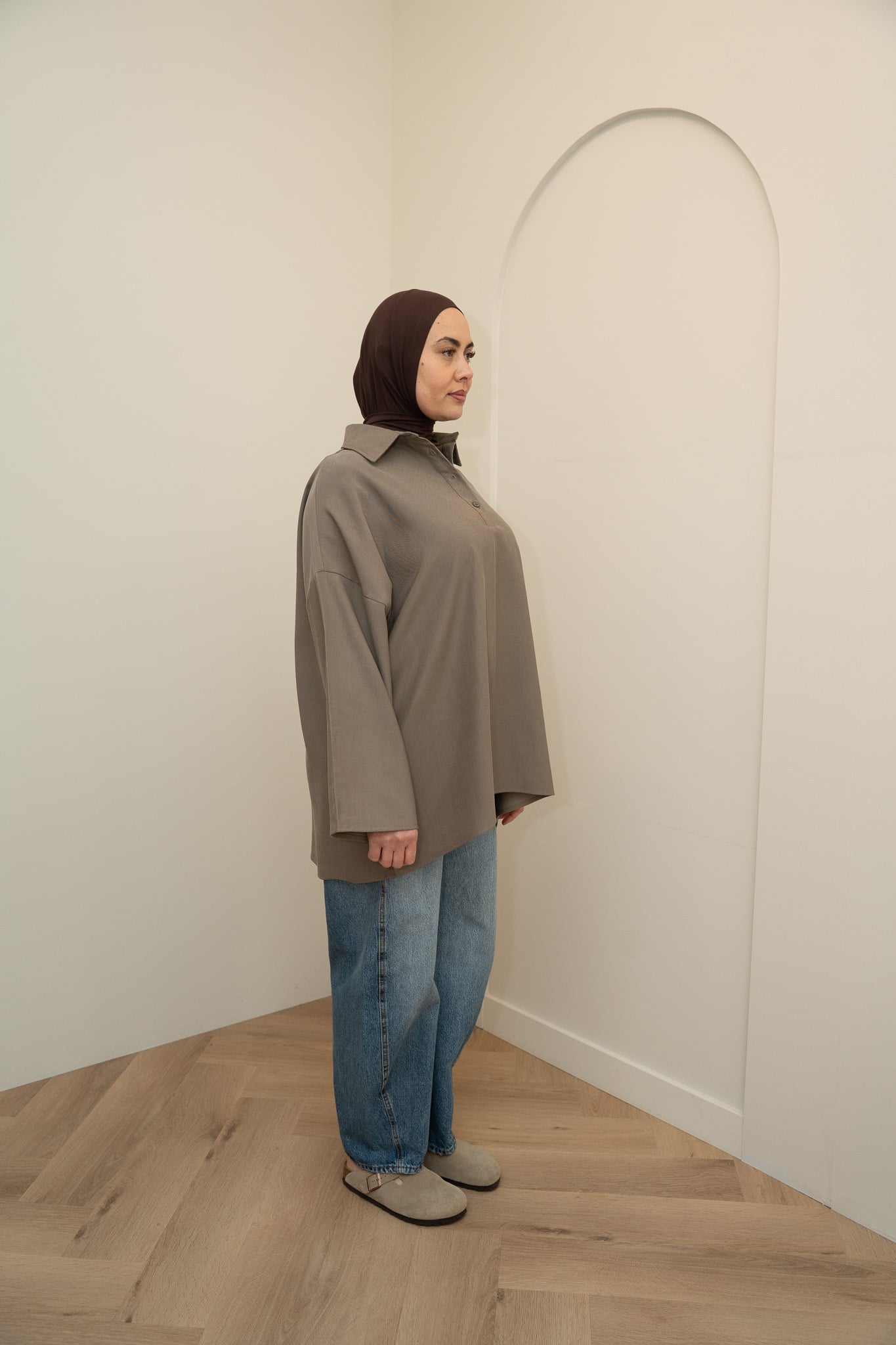 RAYON POLO TOP - KHAKI TAUPE - Afbeelding 2